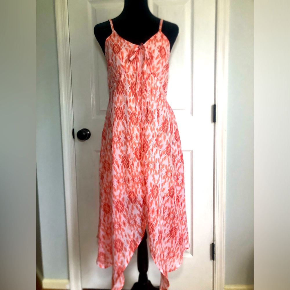 Ellen Weaver Coral Floral Dress Size S NWT